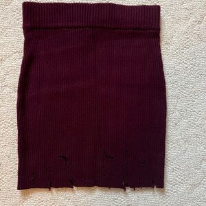 Never Worn White Fox Distressed Knit Skirt